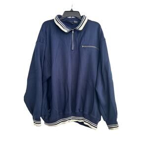 Vintage Artemis Collections Mens 2X Sweatshirt Pullover Collar 1/4 Zip Navy Blue